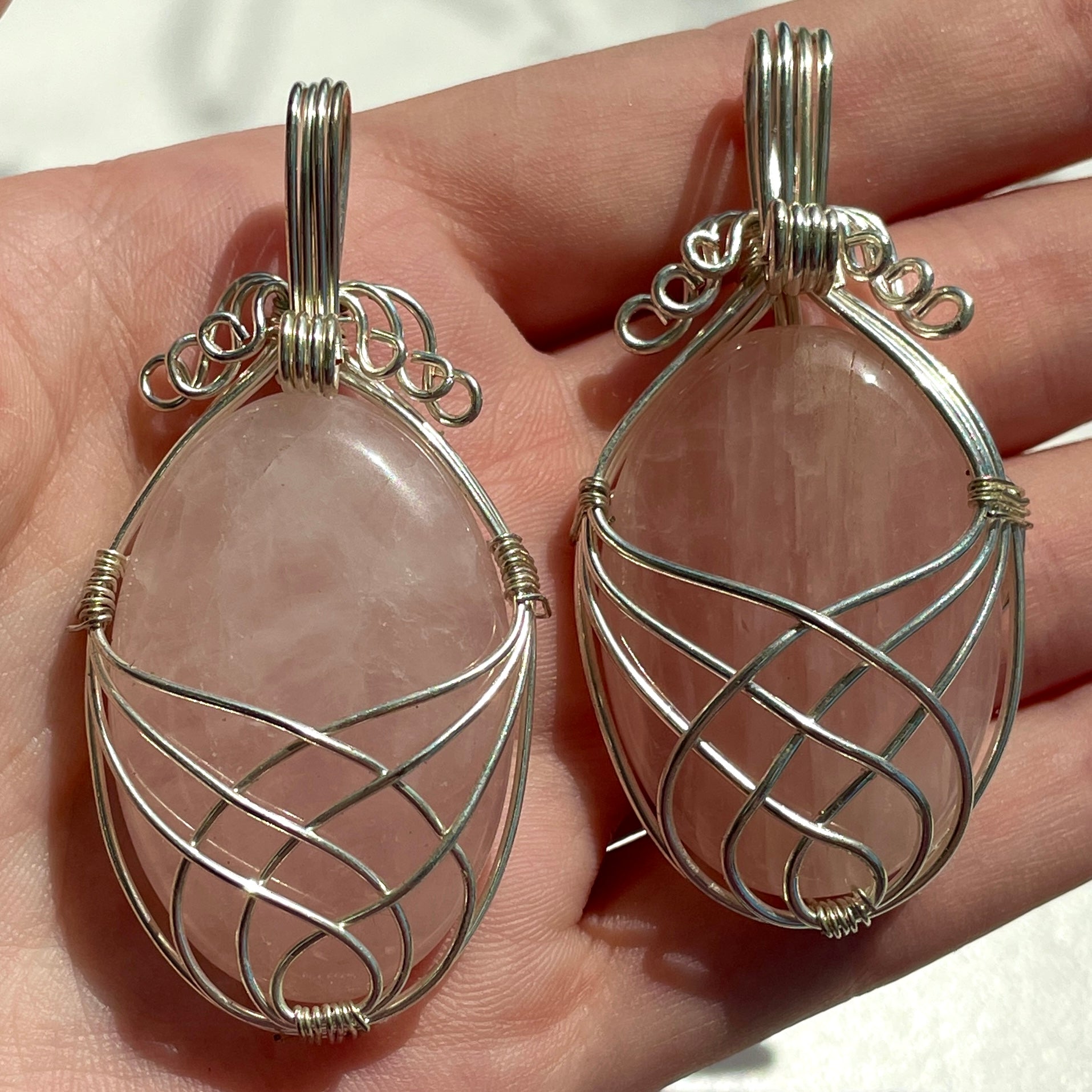 Rose Quartz Wire Wrapped Cabochon Pendant Rose Quartz Wire Wrapped Cabochon Pendant